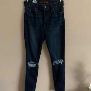 Joe’s jeans dark wash high waisted distressed skinny jeans
